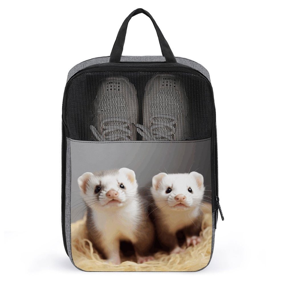 YHEGBFD Travel Shoe Bag,Ferrets Print Shoe Pouch,outdoor Zippered Carrier Shoe Bags,mens Womens Shoe Tote Bag, style
