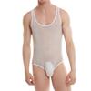 JEsilunmaMY Mens Sequin Lace Sheer Shapewear Stretch Sleeveless Bodysuit Body Shaper Slimming See Through Glitter Underwear (White-3PC,Medium) view 2