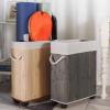 AMUFJJ Made of Bamboo Yoga Mat Storage Bin, Easy to Move Home Gym Storage Rack with Handles/4 Wheels for Foam Roller Badminton Racket Toys Clothes, Fitness Mats Hamper(B) view 3