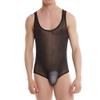 JEsilunmaMY Mens Sequin Lace Sheer Shapewear Stretch Sleeveless Bodysuit Body Shaper Slimming See Through Glitter Underwear (Black-3PC,Small) view 2