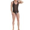 JEsilunmaMY Mens Sequin Lace Sheer Shapewear Stretch Sleeveless Bodysuit Body Shaper Slimming See Through Glitter Underwear (Black-3PC,Small) view 4