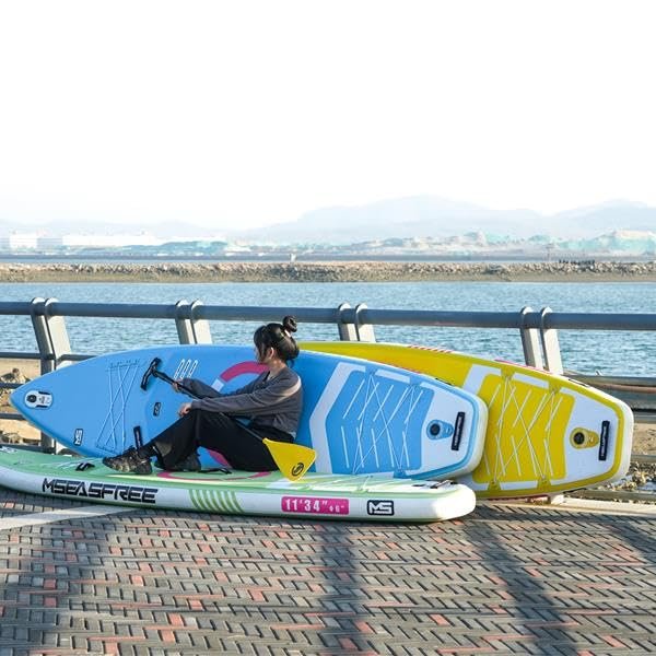 11'x34 x6 Inflatable Paddle Board, Stand Up Sup Board with Portable Premium Accessories Including Backpack, Adjustable Paddle, Fin, Leash, Pump, and Spinner for Adult