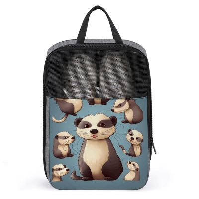 Travel Shoe Bag,Hairy Ferret Print Shoe Pouch,outdoor Zippered Carrier Shoe Bags,mens Womens Shoe Tote Bag