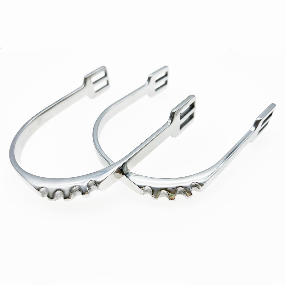 QualiTime Stainless Steel English Bumper Spurs, Equestrian Spurs for Men, Women, 1 Pair, Silver