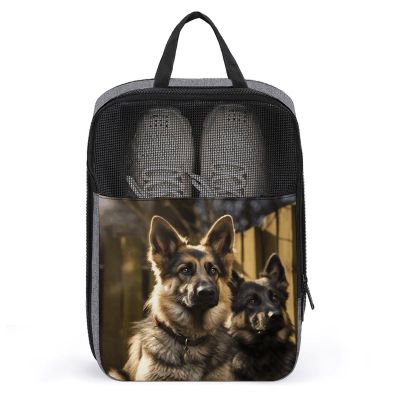 YHEGBFD Travel Shoe Bag,German Shepherd Print Shoe Pouch,outdoor Zippered Carrier Shoe Bags,mens Womens Shoe Tote Bag, style