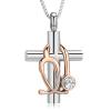 XSMZB Stethoscope Cross Urn Necklace for Ashes for Women Men Cremation Jewelry Human Pet Ash Holder Keepsake Pendant Memorial Locket(Silver-Rose Gold) view 1