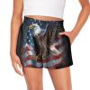 Uourmeti American Flag Eagle Kids Summer Shorts for Girls Size 9-10 Years Casual Outfits Athletic Shorts for Running Shorts with Pockets High Waisted Flowy Wide Leg Shorts view 1