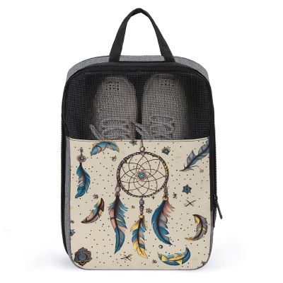 Travel Shoe Bag,Dream Catcher And Moon Print Shoe Pouch,outdoor Zippered Carrier Shoe Bags,mens Womens Shoe Tote Bag