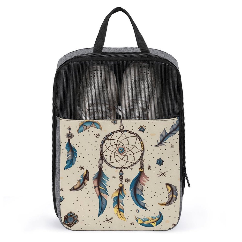 Travel Shoe Bag,Dream Catcher And Moon Print Shoe Pouch,outdoor Zippered Carrier Shoe Bags,mens Womens Shoe Tote Bag