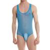 JEsilunmaMY Mens Sequin Lace Sheer Shapewear Stretch Sleeveless Bodysuit Body Shaper Slimming See Through Glitter Underwear (Blue-3PC,Large) view 2