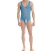 JEsilunmaMY Mens Sequin Lace Sheer Shapewear Stretch Sleeveless Bodysuit Body Shaper Slimming See Through Glitter Underwear (Blue-3PC,Large) view 3