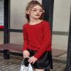 Arshiner Long Sleeve Shirts for Teen Girls & Kids - Casual Crew Neck Shirts - Red view 2