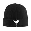 Silhouette Karate Beanie Hat Winter Unisex Knit Hat Ski Stocking Cuffed Cap Black view 1