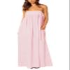 utcoco Summer Tie Back Dress for Women 2024 Sexy Spaghetti Straps Backless Long Maxi Dress with Pockets (Medium, Pink)