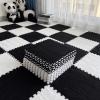 SUZEPER Plush Foam Interlocking Floor Mat with Border, Square Soft Climbing Area Rugs, Exercise Play Mats Floor Tiles for Home Parlor Bedroom(11.8x11.8x0.2in 10 Tiles, Black+White) view 1