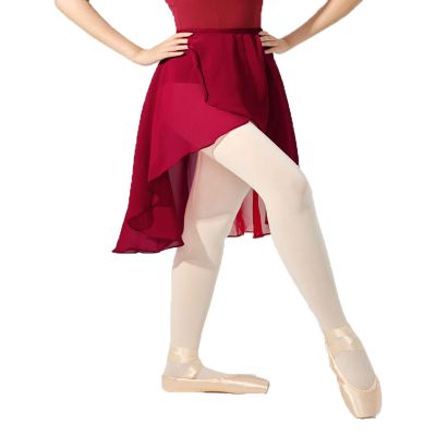 Avrigirl Burgundy Asymmetric Women Dance Skirts Wrap Semi-Sheer Chiffon Ballet Cover up for Swim, Aerial Yoga, Skating
