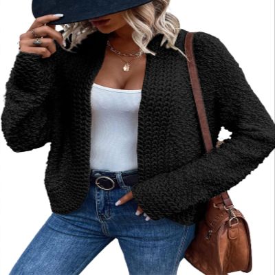 Sidefeel Womens Cardigan Trendy 2025 Long Sleeve Open Front Sweaters Casual Fall Outfit Black Small