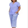 Womens Linen 2 Piece Casual Loose Matching Sets with Pockets Solid Summer Short Sleeve Top Wide Leg Pants Suit view 1