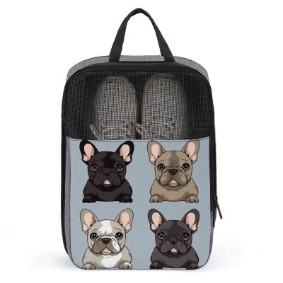 YHEGBFD Travel Shoe Bag,French Bulldog Print Shoe Pouch,outdoor Zippered Carrier Shoe Bags,mens Womens Shoe Tote Bag, style