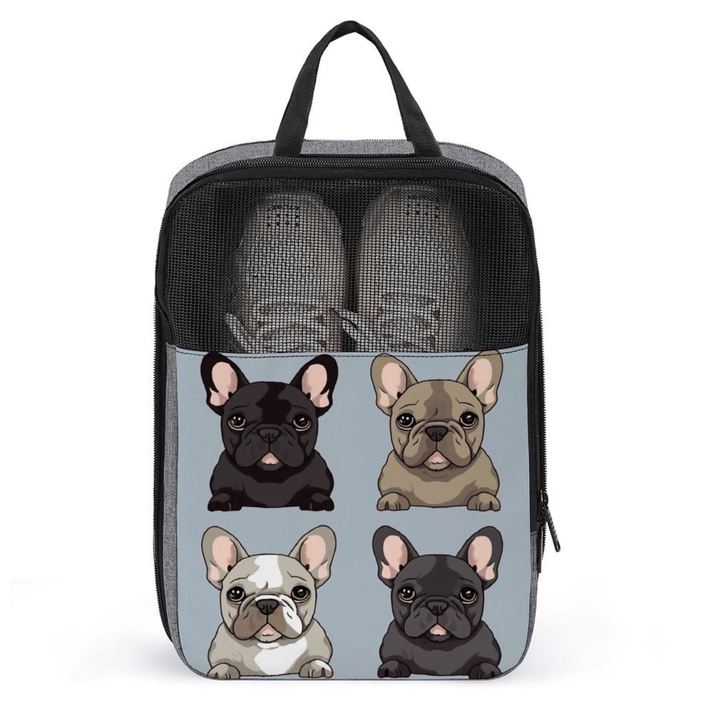 YHEGBFD Travel Shoe Bag,French Bulldog Print Shoe Pouch,outdoor Zippered Carrier Shoe Bags,mens Womens Shoe Tote Bag, style
