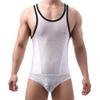 JEsilunmaMY Mens Lace Sheer Shapewear Tummy Control Bodysuit Full Body Shaper Slimming Compression Breathable Underwear (White-3PC,Medium) view 2