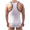 JEsilunmaMY Mens Lace Sheer Shapewear Tummy Control Bodysuit Full Body Shaper Slimming Compression Breathable Underwear (White-3PC,Medium) view 3
