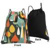 NOUZU Mid Century Modern Retro With Drop Shapes Print Sports Drawstring Backpack For Women Men, Lightweight Gym Bag For Gym Travel Swimming, White view 3