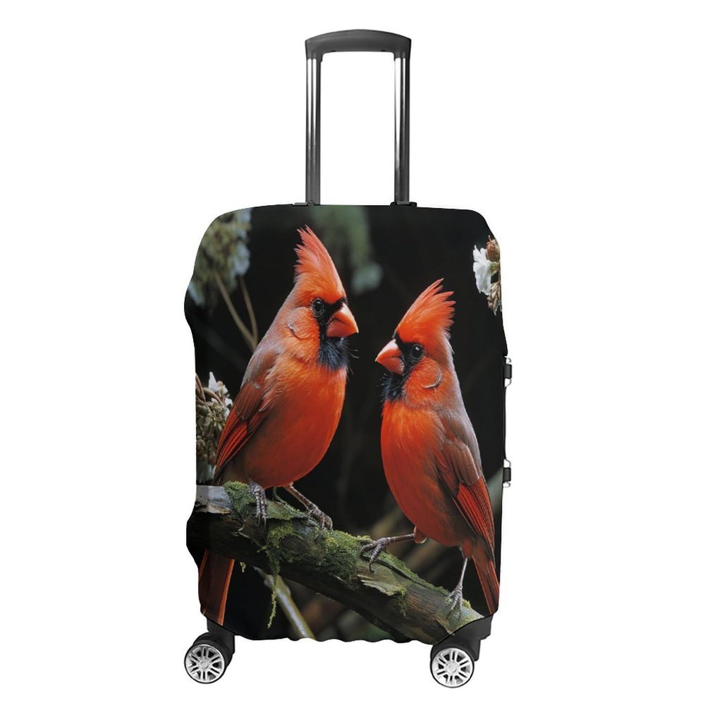 ZXDSKGYN Travel Luggage Cover Cardinals Birds Fauna Wild Elasticity Washable Baggage Covers Suitcase Protector Fits 18-32 Inch Luggage