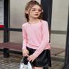 Arshiner Girls' Pink Long Sleeve Shirt with Ruched Knot Side, Pink Tunic Top for Casual Girls, Crew Neck, Size 10-11 view 2