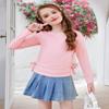 Arshiner Girls' Pink Long Sleeve Shirt with Ruched Knot Side, Pink Tunic Top for Casual Girls, Crew Neck, Size 10-11 view 3