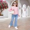Arshiner Girls' Pink Long Sleeve Shirt with Ruched Knot Side, Pink Tunic Top for Casual Girls, Crew Neck, Size 10-11 view 4