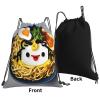 NOUZU Egg Cup Noodle Ramen Print Sports Drawstring Backpack For Women Men, Lightweight Gym Bag For Gym Travel Swimming, White view 3