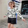 Arshiner 9yr Old Girl Tie Dye Shirt Ruched Knot Side Long Sleeve Tunic Tops for Girls Casual Teen Girls T Shirts Crew Neck Winter Tops for Girls view 4