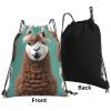 NOUZU Alpaca Llama Print Sports Drawstring Backpack For Women Men, Lightweight Gym Bag For Gym Travel Swimming view 3