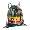 NOUZU Lisbon Tram Print Sports Drawstring Backpack For Women Men, Lightweight Gym Bag For Gym Travel Swimming, White view 2