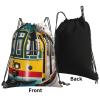 NOUZU Lisbon Tram Print Sports Drawstring Backpack For Women Men, Lightweight Gym Bag For Gym Travel Swimming, White view 3