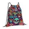 NOUZU Sugar Skulls Print Sports Drawstring Backpack For Women Men, Lightweight Gym Bag For Gym Travel Swimming, White view 2