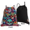 NOUZU Sugar Skulls Print Sports Drawstring Backpack For Women Men, Lightweight Gym Bag For Gym Travel Swimming, White view 3