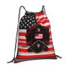 NOUZU Red Line Firefighter Usa Flag Print Sports Drawstring Backpack For Women Men, Lightweight Gym Bag For Gym Travel Swimming, White view 2