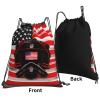 NOUZU Red Line Firefighter Usa Flag Print Sports Drawstring Backpack For Women Men, Lightweight Gym Bag For Gym Travel Swimming, White view 3