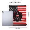 NOUZU Red Line Firefighter Usa Flag Print Sports Drawstring Backpack For Women Men, Lightweight Gym Bag For Gym Travel Swimming, White view 4