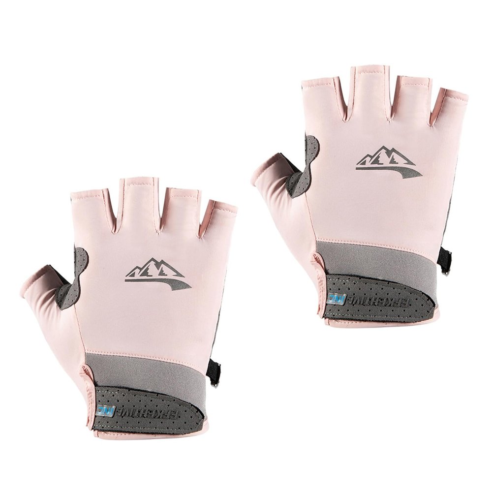 Psdndeww Half Finger Fishings Glove Quick Drying Breathable Sports Glove Highly Elastics Cycling Glove for Kayaking Hikings, Pink-M