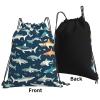 NOUZU Sharks Nautical Print Sports Drawstring Backpack For Women Men, Lightweight Gym Bag For Gym Travel Swimming, White view 3