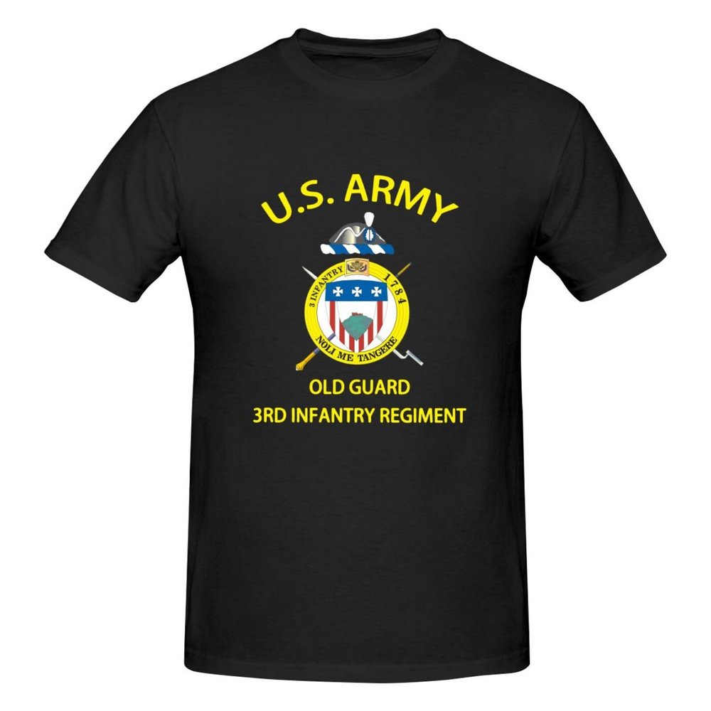 WOLEN Us Army Old Guard 3rd United States Infantry Regiment Men's Round Neck Comfortable Short Sleeve T-Shirt, Large, Black