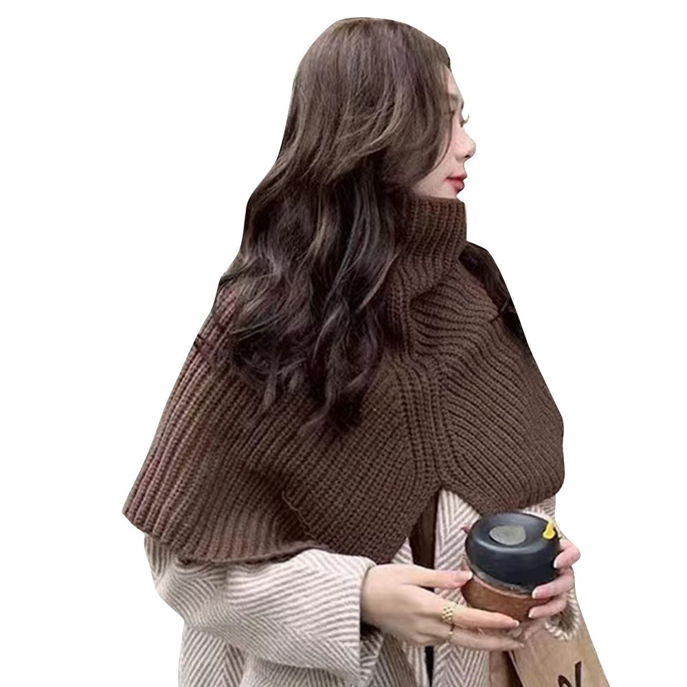 HUIFACAI Winter Knitted Fake Collar Scarf Shoulder Wrap Women Turtleneck Knitted False Collar Warm Windproof Detachable Scarf, as the pic show, Coffee