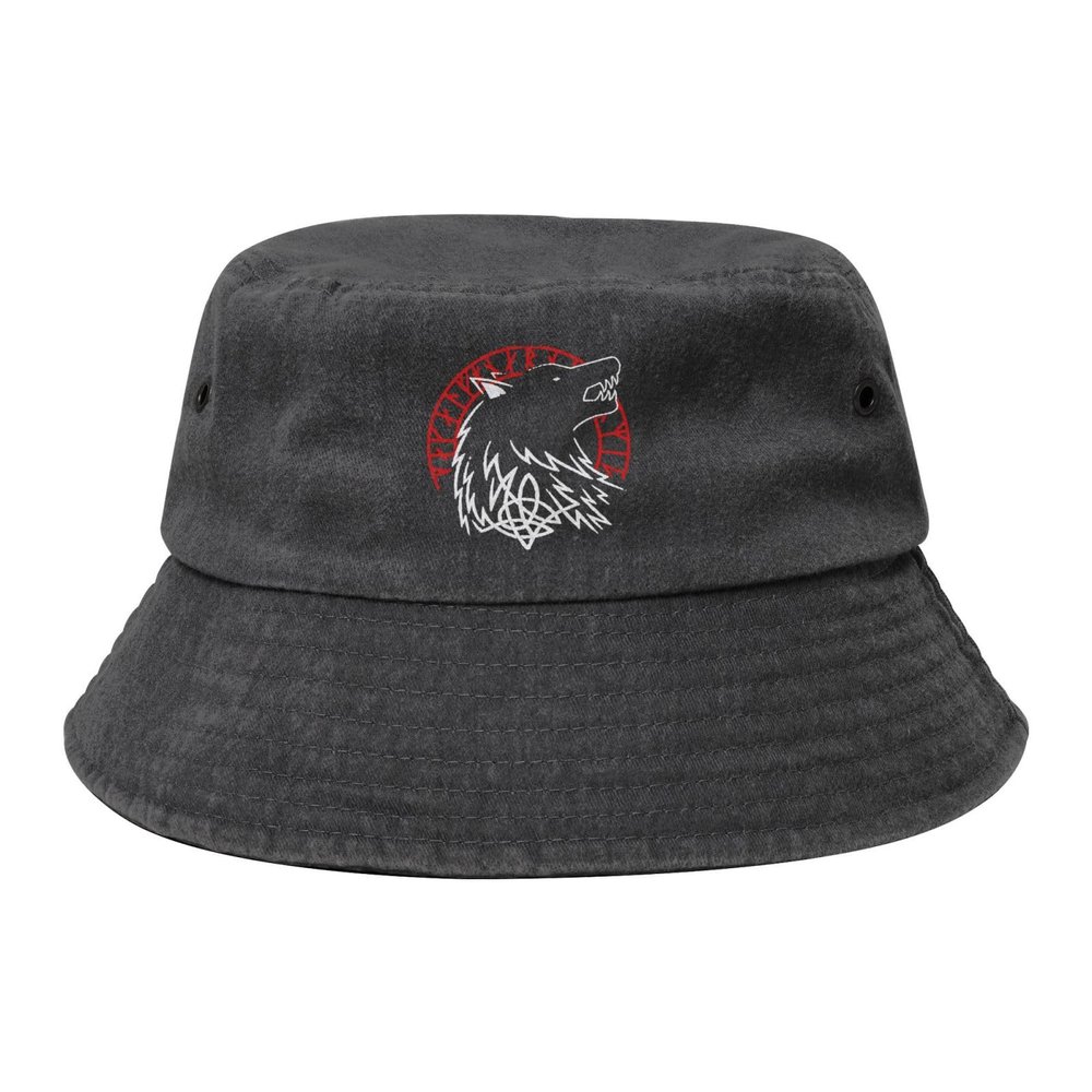 Cool Viking Wolf Bucket Hat Summer Sun Hat Black