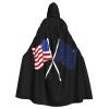 OKLRYNBV Unisex Adult Cape Party American and Alaska Flag Halloween Hooded Cape Black view 1