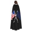 OKLRYNBV Unisex Adult Cape Party American and Alaska Flag Halloween Hooded Cape Black view 4