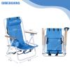2 Pack Outdoor Beach Portable Lawn Chair,Portable Lightweight Folding Chair for Adults,Folding Beach Chair,Portable Backpack Foldable Camping Chair,with Cup Holder,for Patio Pool Yard Garden (Blue) view 2