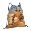 NOUZU Sand Leopard Gecko Print Sports Drawstring Backpack For Women Men, Lightweight Gym Bag For Gym Travel Swimming, White view 2